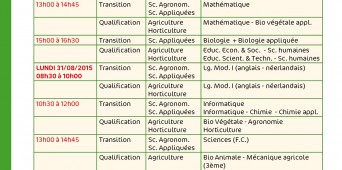 Horaire de nos examens de passage